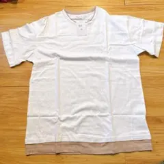 夏服 メンズ tシャツ 半袖 無地 重ね着風 L