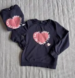 ネイビー ハートプリント トレーナー 120 ２枚セット
