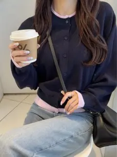 GRL グレイル レイヤードカーディガン風配色ニット dk1611