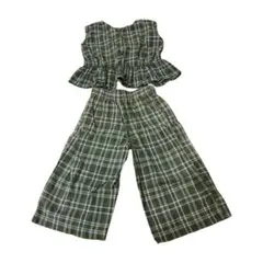 【美品】ペアマノン チェック柄 120サイズ セットアップ