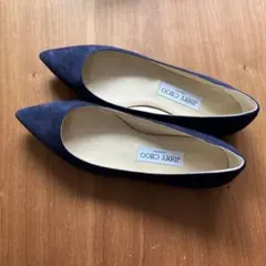 JIMMY CHOO スエード フラットシューズ ネイビー 37 新品未使用のサムネイル