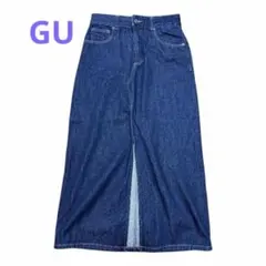 【GWセール】GU デニムロングスカート L スリット マキシ丈 タイトスカート