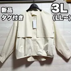 【新品タグ付き】 ブルゾン　LL〜3L　白　ジャケット　アウター　大きいサイズ