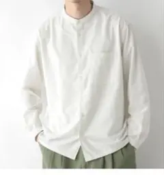 GLOBAL WORK ノーカラーシャツ L ホワイト