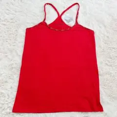 新品　BACK NUMBER レッド キャミソール M ビーズ付き　平成　綿のサムネイル