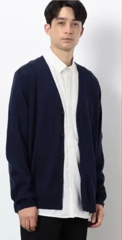 試着のみ　COMME CA ISM ネイビー Vネックカーディガン L