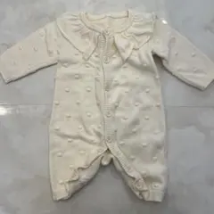 mamarakuアイボリー ドット柄ロンパース