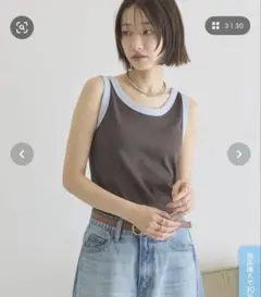 AMERICAN HOLIC バイカラーテレコタンクトップダークブラウンMサイズのサムネイル