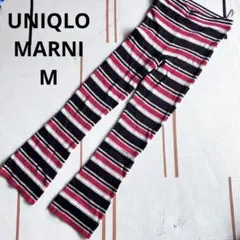 UNIQLO MARNIメリノブレンドリブボーダーセミフレアニットM レッド