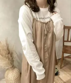 apres jour clairギャザーキャミワンピー ス ベージュ