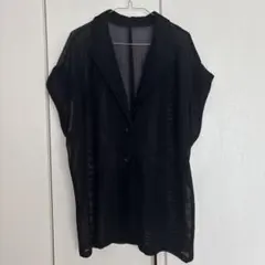 しまむら Lutique メッシュテーラードジャケットシャツ M 黒