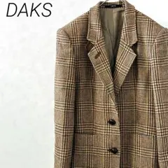 DAKS テーラードジャケット チェック柄 毛100% ポケット付き レトロ