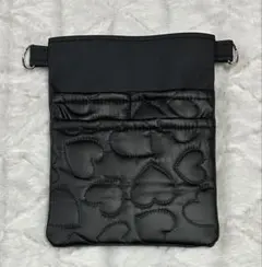 ナースポーチ・オーガナイザー（ハンドメイド） 合皮・黒&ハート圧着キルトＣ