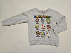 【120cm】スーパーマリオ キャラクター大集合！トレーナー グレー 子供服