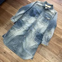 johnbullジョンブル used加工デニムシャツアメカジ　サイズSのサムネイル