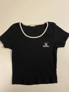 GYDA ミッキー刺繍 リブ 半袖Tシャツ ブラックのサムネイル