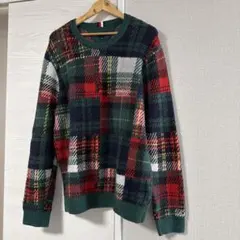 チェック柄 ニットセーター 長袖