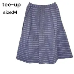 tee-up スカート　ひざ丈　ボーダー　Ｍ　かわいい おしゃれ