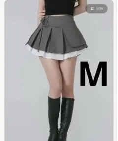Darich ダブルレイヤードプリーツミニスカート M グレー ダーリッチ