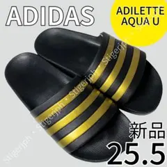 アディダス　アディレッタアクアU　コアブラック　ゴールドメタリック　25.5cm