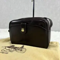 セリーヌ ショルダーバッグ トリオンフ金具 レザー ダークブラウン