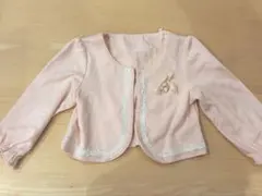 【95】ピンク ボレロカーディガン／リボン付き／フォーマル 羽織り