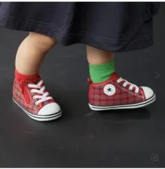 ベビースニーカー　CONVERSE × familiar 赤チェック　12㎝