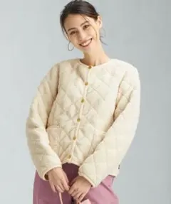 【Traditional Weatherwear】ボアショートコート・アイボリー