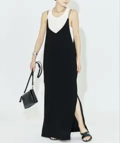 HARDY NOIR バックサテンジョーゼットロングキャミドレス