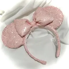 香港ディズニーランド ミニーちゃん ピンク スパンコール カチューシャ