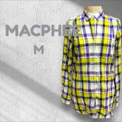 マカフィー MACPHEE チェックシャツ 春夏コーデ Mサイズ 長袖 イエローのサムネイル