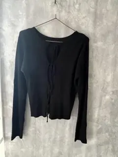 ブラックリブニット フロントリボン付き