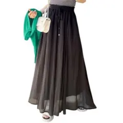 クラシカルエルフ　ロングフレアスカート　黒　ウエストゴム　S ウエスト紐調整可能
