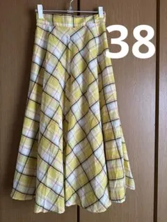 チェック柄フレアスカート イエロー系　38 ロペピクニック