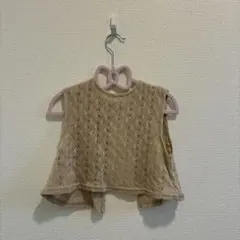 【110】petit main ベージュ レース編み ベスト