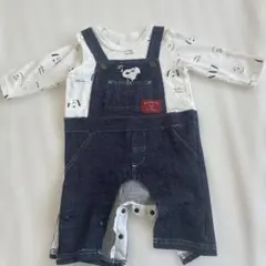 スヌーピー オーバーオールロンパース 60-70cm