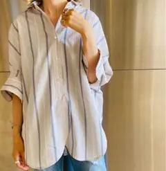 Lallia Mu ラリア ムー　shirt blouse シャツ　ストライプ