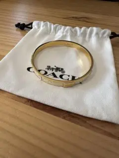 【美品】COACH コーチ　ゴールド×ホワイト バングル