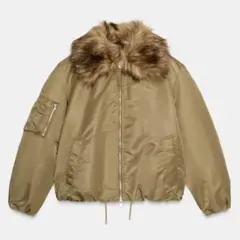 値下げ 美品 ZARA フェイクファー襟 ボンバージャケット S
