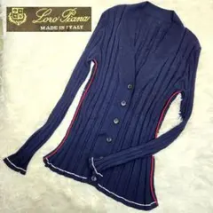 極美品 Loro Piana カシミヤ100% プリーツカーディガン ネイビー