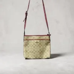 【定番人気】COACH コーチ シグネチャー ショルダーバッグ キャンバスレザー