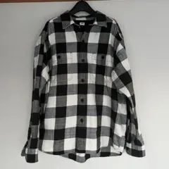 UNIQLO ブラック・ホワイト チェックネルシャツ L