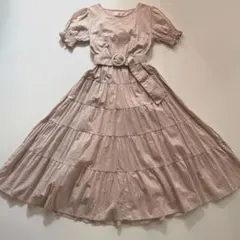 美品　トッコクローゼット　ティアードワンピース　ウォッシャブル　くすみピンク