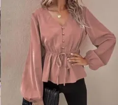 SHEIN レディース ピンク シャツ ブラウス きれいめ 春 秋