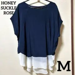 美品☆ ハニーサックルローズ ドルマンスリーブ シアー フレアブラウス ネイビーのサムネイル