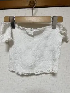 H&M シャーリング オフショルダー トップス