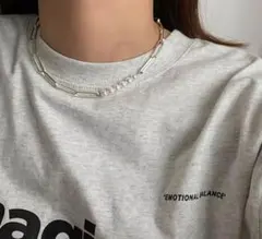 シルバーリンクチェーン　パールネックレス