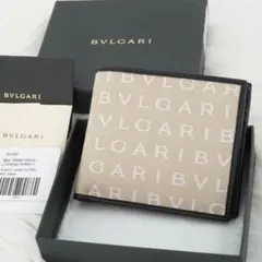 未使用品　箱付き　BVLGARI ブルガリ　二つ折り財布　キャンバス生地　ロゴ