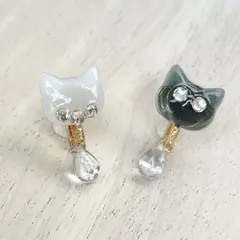 白猫黒猫イヤリング♪