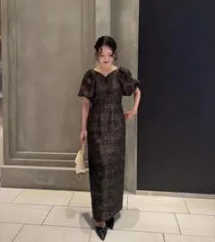 新品未使用】Jacquard puffsleeve dress Mサイズ - メルカリ